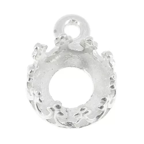 Engaste colgante redondo corona para cabuchón 6 mm Chapado Plata fino x1