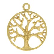 Colgante redondo - estampado arbol de vida 24x20 mm - Chapado Oro 3 micras x1