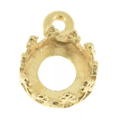 Engaste colgante redondo corona para cabuchón 6 mm Dorado con oro fino x1