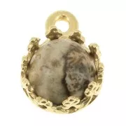 Engaste colgante redondo corona para cabuchón 6 mm Dorado con oro fino x1
