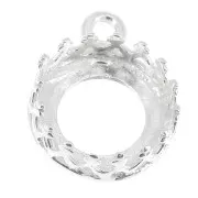 Engaste colgante redondo corona - para cabuchón 8 mm Chapado de Plata fino x1