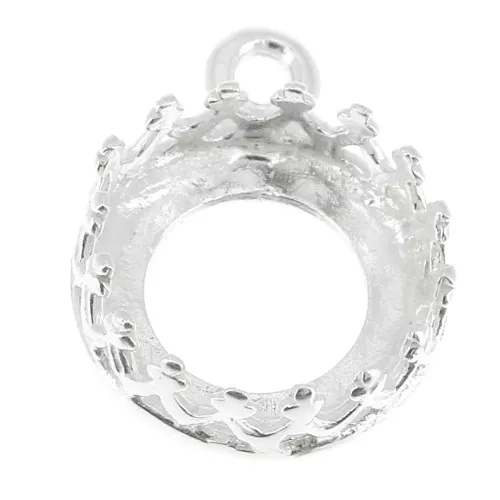 Engaste colgante redondo corona - para cabuchón 8 mm Chapado de Plata fino x1