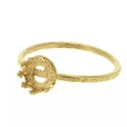 Anillo fino martillado para cabuchón 6 mm - Talla 52 - Chapado Oro 3 micras x1