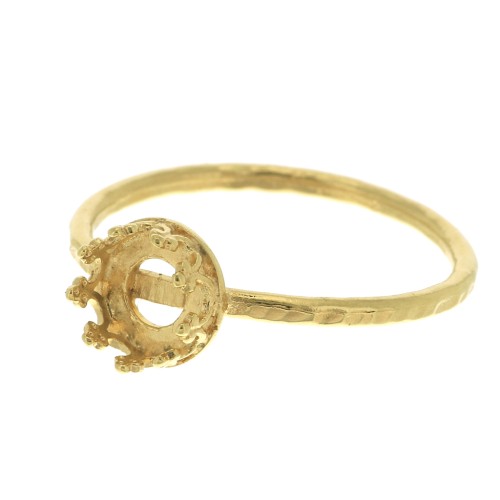 Anillo fino martillado para cabuchón 6 mm - Talla 52 - Chapado Oro 3 micras x1
