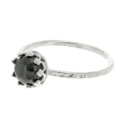 Anillo fino martillado para cabuchón 6 mm - Talla 52 - de Plata 925 x1