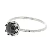 Anillo fino martillado para cabuchón 6 mm - Talla 52 - de Plata 925 x1