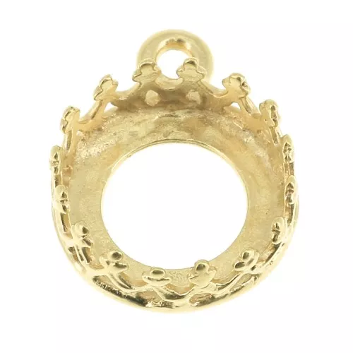 Engaste colgante redondo para cabuchón 8 mm Dorado con oro fino x1