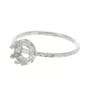 Anillo fino martillado para cabuchón 6 mm - Talla 54 - de Plata 925 x1
