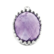 Engaste colgante ovalado - corona para cabuchón 18x13 mm Chapado plata fino x1