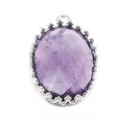 Engaste colgante ovalado - corona para cabuchón 18x13 mm Chapado plata fino x1