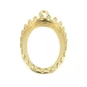 Engaste colgante ovalado corona para cabuchón 18x13 mm Dorado con oro fino x1