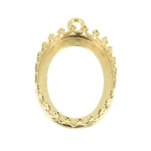 Engaste colgante ovalado corona para cabuchón 18x13 mm Dorado con oro fino x1