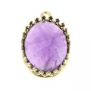 Engaste colgante ovalado corona para cabuchón 18x13 mm Dorado con oro fino x1