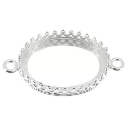 Engaste entrepieza corona para cabuchón 18x13 mm Chapado Plata fino x1