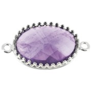 Engaste entrepieza corona para cabuchón 18x13 mm Chapado Plata fino x1