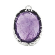 Engaste colgante ovalado floral para cabuchón 18x13 mm Chapado Plata finox1