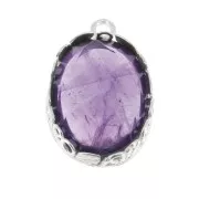 Engaste colgante ovalado floral para cabuchón 18x13 mm Chapado Plata finox1