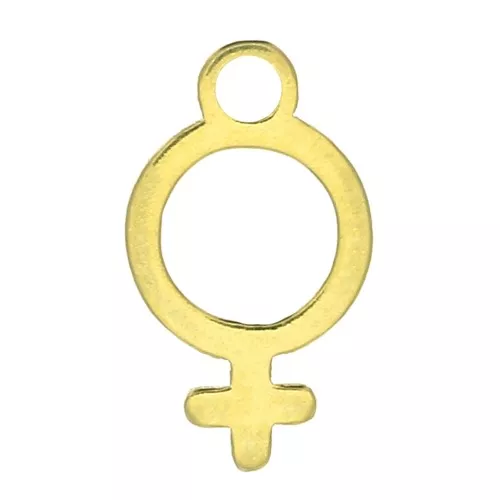 Dije símbolo femenino 10.5x6 mm de Plata 925 Dorado x1