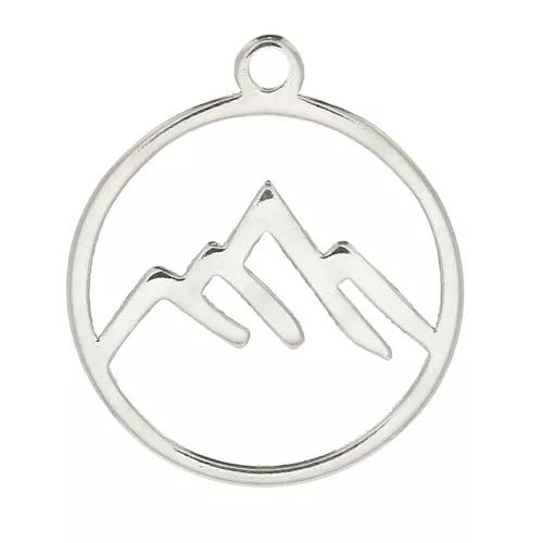 Dije redonda calada estampado montañas 13 mm de Plata 925 x1