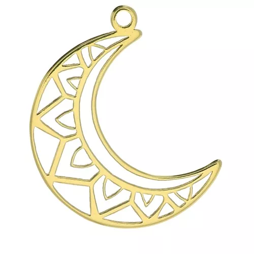 Colgante luna étnico 19x14 mm de Plata925 Dorado x1