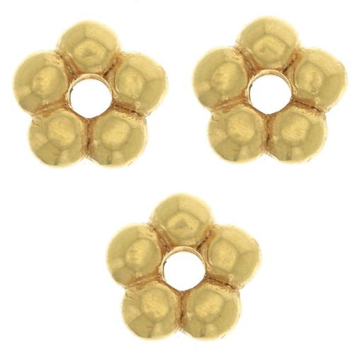 Cuentas arandelas con forma de flor 4.5 mm - Chapado Oro 3 micras x4