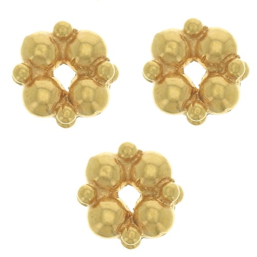 Cuentas arandelas con forma de flor 5 mm - Chapado Oro 3 micras x4