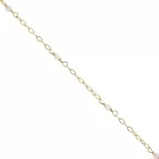 Cadena Forçat pulida 2mm con Quartz rose facetado de Plata 925 Dorado con oro fino x50cm