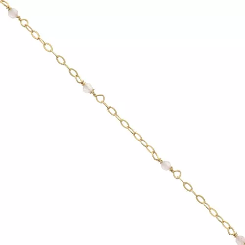 Cadena Forçat pulida 2mm con Quartz rose facetado de Plata 925 Dorado con oro fino x50cm