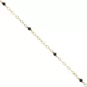 Cadena Forçat pulida 2mm con Onyx facetado - de Plata 925 Dorado con oro fino x50cm