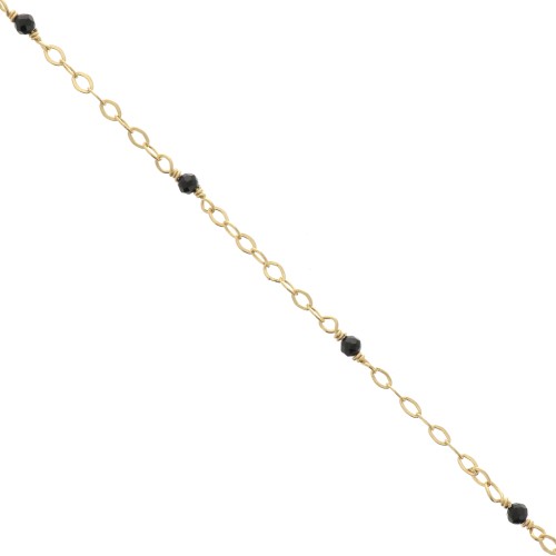 Cadena Forçat pulida 2mm con Onyx facetado - de Plata 925 Dorado con oro fino x50cm