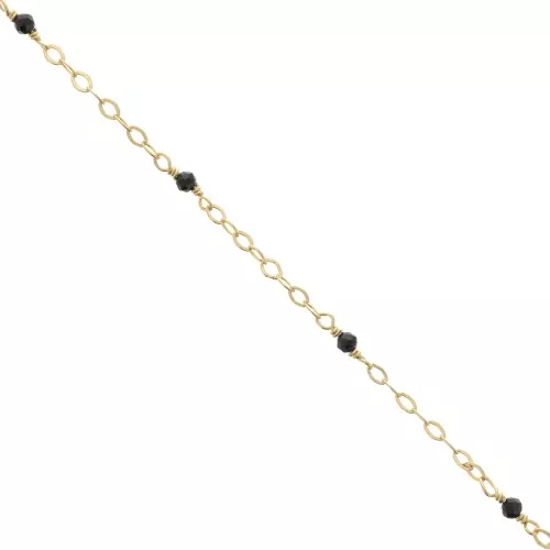 Cadena Forçat pulida 2mm con Onyx facetado - de Plata 925 Dorado con oro fino x50cm