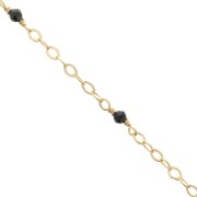 Cadena Forçat pulida 2mm con Onyx facetado - de Plata 925 Dorado con oro fino x50cm