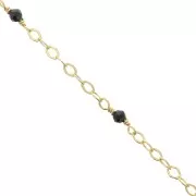 Cadena Forçat pulida 2mm con Onyx facetado - de Plata 925 Dorado con oro fino x50cm