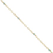 Cadena Forçat pulida 2mm con Amazonite facetado - de Plata 925 Dorado con oro fino x50cm|raw }}