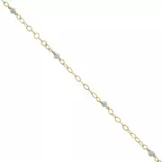 Cadena Forçat pulida 2mm con Amazonite facetado - de Plata 925 Dorado con oro fino x50cm