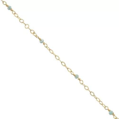 Cadena Forçat pulida 2mm con Amazonite facetado - de Plata 925 Dorado con oro fino x50cm
