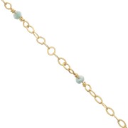 Cadena Forçat pulida 2mm con Amazonite facetado - de Plata 925 Dorado con oro fino x50cm
