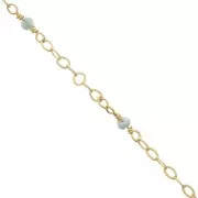 Cadena Forçat pulida 2mm con Amazonite facetado - de Plata 925 Dorado con oro fino x50cm