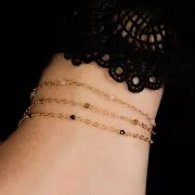 Cadena Forçat pulida 2mm con Amazonite facetado - de Plata 925 Dorado con oro fino x50cm