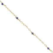 Cadena Forçat pulida 2mm con Sodalite facetado - de Plata 925 Dorado con oro fino x50cm