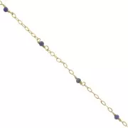 Cadena Forçat pulida 2mm con Sodalite facetado - de Plata 925 Dorado con oro fino x50cm