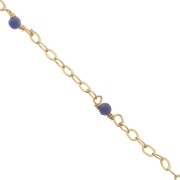 Cadena Forçat pulida 2mm con Sodalite facetado - de Plata 925 Dorado con oro fino x50cm