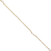 Cadena Forçat 2mm Quartz rosa facetado de Plata 925 Dorado con oro fino x50cm|raw }}