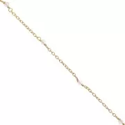 Cadena Forçat 2mm Quartz rosa facetado de Plata 925 Dorado con oro fino x50cm