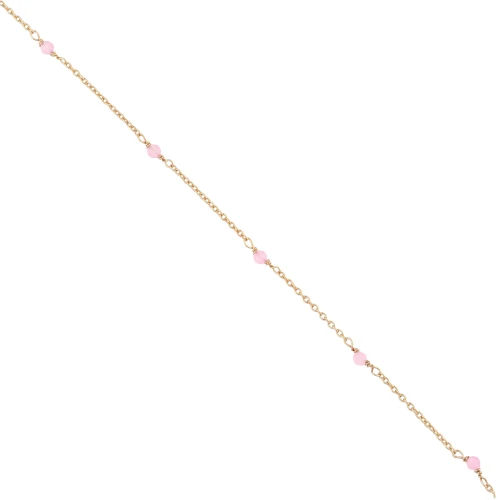 Cadena Forçat 2mm Quartz rosa facetado de Plata 925 Dorado con oro fino x50cm