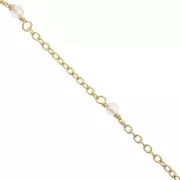 Cadena Forçat 2mm Quartz rosa facetado de Plata 925 Dorado con oro fino x50cm
