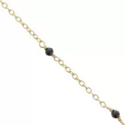 Cadena Forçat 2mm Onyx negro facetado de Plata 925 Dorado con oro fino x50cm