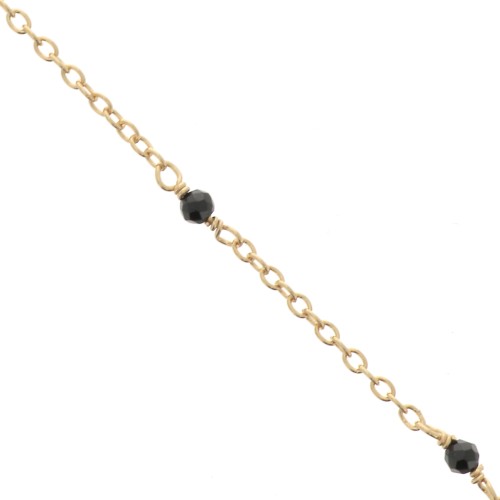 Cadena Forçat 2mm Onyx negro facetado de Plata 925 Dorado con oro fino x50cm