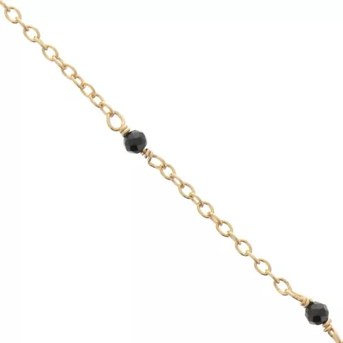 Cadena Forçat 2mm Onyx negro facetado de Plata 925 Dorado con oro fino x50cm