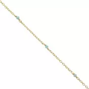 Cadena Forçat 2mm con pierres Amazonite facetado de Plata 925 Dorado con oro fino x50cm
